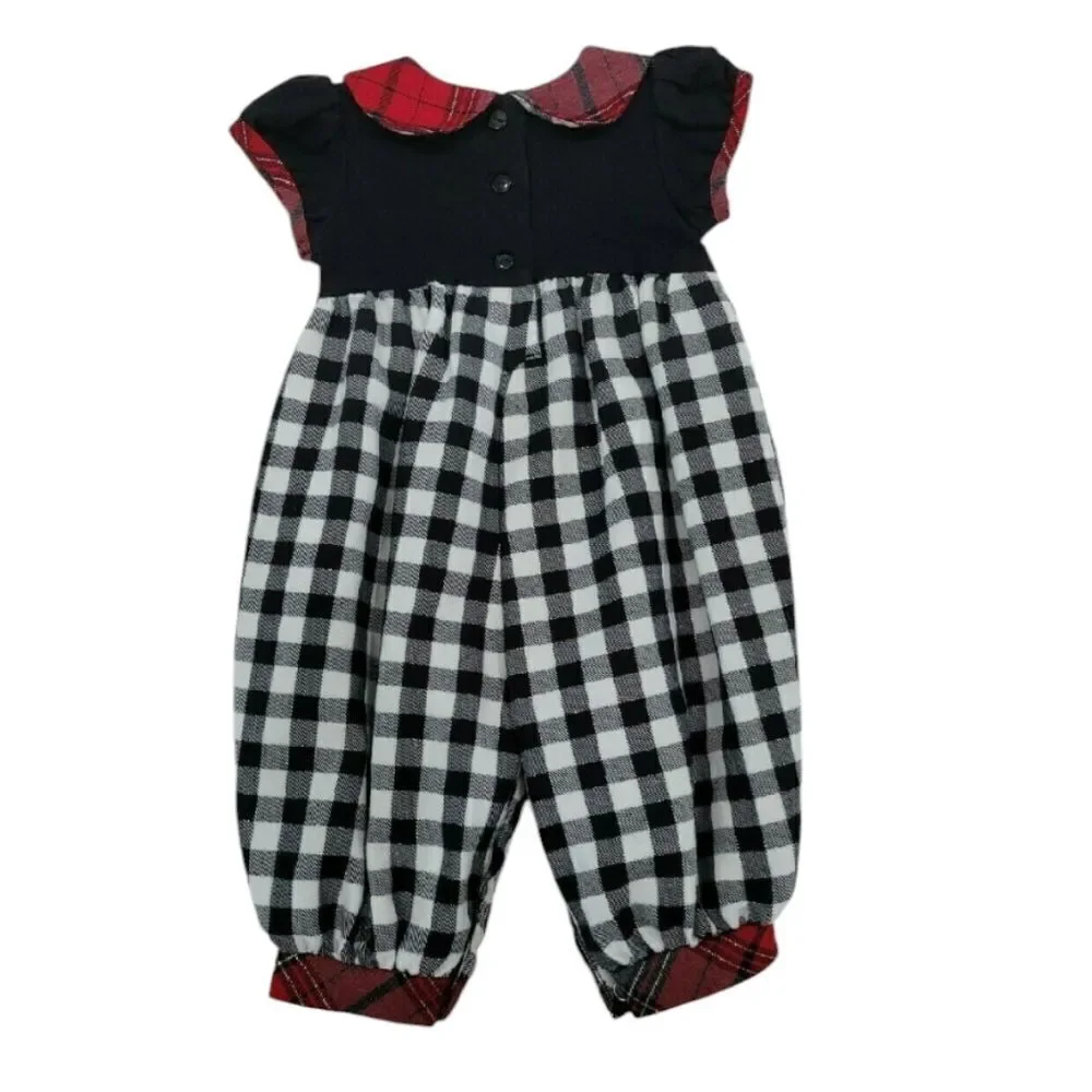 Holiday plaid romper